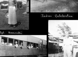 Scenes around India. Sgt. Kaminski, India Celebration, troop train rail car, dentist Capt. Wexler.