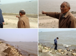 At the actual crash site at the bank of the Yangtze (Changjiang) river, in Anhui province on November 10, 2007, near Liuhe village, Wangjiang county.