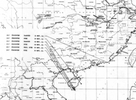 Sea sweep air mission map for May 1944, showing locations near or in China where attacks were made on Japanese by U. S. aircraft.