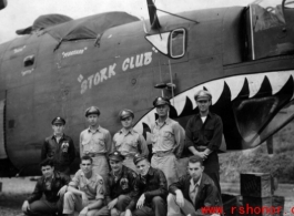 The B-24 bomber "Stork Club" crew posing for a picture.