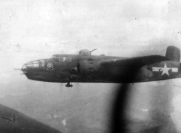 A B-25 of the Ringer Squadron flying in the CBI.