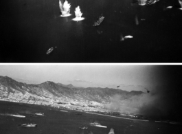 Fury and havoc on Japanese shipping. These two images, in such close succession, tell us that there were at least two photographers on that mission.  From a mission on Hong Kong, 491st Bomb Squadron.  