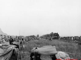 Chinese civilian evacuation in Guangxi province, China, during WWII, during the summer or fall of 1944 as the Japanese swept through as part of the large Ichigo push.
