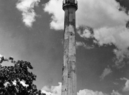 A tower in India during WWII.  From the collection of Eugene T. Wozniak.
