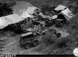 October 2, 1944  Burma Road Engineer camp west of the Salween, showing the river in the background.  Photo by T/5 G. L. Kocourek