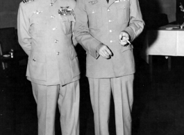 General Chow, commanding general of the Chinese Air Force and Brig. General J. P McConnell, commanding general, Air Division Military Advisory Group, at Nanking (Nanjing), China, during WWII.