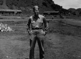 Sgt. Walter H. Stewart" at the Guilin airfield in Guangxi province, China, during WWII.  Stewart was a member of the 16th Combat Camera Unit in the CBI during WWII.