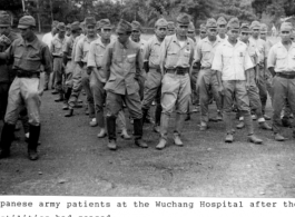 Japanese army patients at the Wuchang Hospital after the hostilities had ceased. Photo by Way. In the CBI.