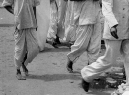 Local people walking the streets of Karachi during their daily lives, during WWII. In the CBI, Oct0ber 1945.   Photo from Dr. Wesley Furste.