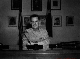 Gen. George Stratemeyer poses at his desk, for Joseph O'Brien photo.