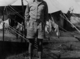 Aubrey LaFoy poses in Kalikundi, India, during WWII.  Photo from R. Aubrey LaFoy.