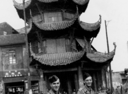American GIs tour Chongqing, including a some cool architecture, during WWII.  Photo from Harold L. Block.