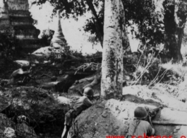 Chinese troops fire on Japanese positions at Bhamo, Burma.