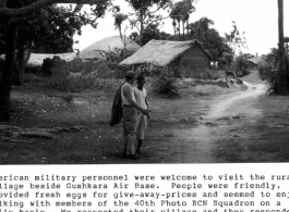 American personnel were welcome to visit the rural village next to Gushkara Air Base, and people seen to enjoy talking to members of the 40th Photographic Reconnaissance Squadron on a daily basis. During WWII.  Photo from Glenn S. Hensley.