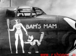 Nose art on the B-25 "BAM'S MAM" in the CBI during WWII.