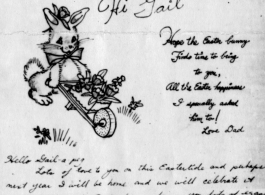 Easter 1944 V-MAIL sent from a father, T/Sgt. J. H. Reynolds, in the CBI to his daughter nick named "Gail-a-peg" in the US, during WWII.