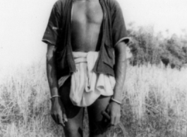 A man in rural India.  Images provided to Ex-CBI Roundup by "P. Noel" showing local people and scenes around Misamari, India.   In the CBI during WWII.