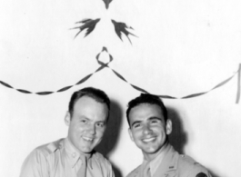 Col. Foster and Mac shake hands in the CBI, June 29, 1944.