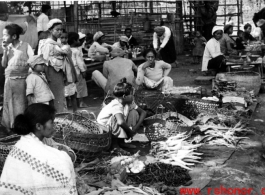Open-air produce market in Burma, or India, during WWII.  Photo from Samuel J. Louff.