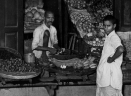 Produce shop in India during WWII.  Photo from Samuel J. Louff.