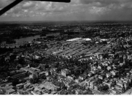Aerial view of 142nd General Hospital, Calcutta, during WWII, 1945.