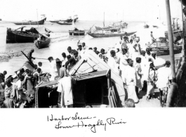 Harbor scene on lower Hooghly River, India. In the CBI during WWII.  Photo from Steve Little.