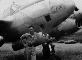 Lt. Sanders with a P-38 in the CBI.