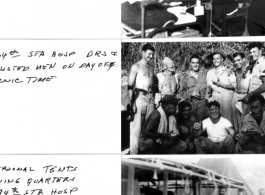 Scenes at the 234th Station Hospital in Chabua, India, during 1944, including a victim of a tiger attack, enlisted men on day off picnic, and personnel tents. During WWII.  Images provided by Michael J. O'Brien.