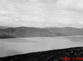 Mountain top view of Yangzonghai Lake (阳宗海) to the east of Kunming, near the U.S. Camp Schiel rest station, taken after a recuperating American GI had climbed the mountain up from the rest station.