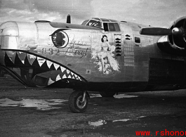 Nose art of a Consolidated B-24 bomber "Miss Beryl." In China during WWII.