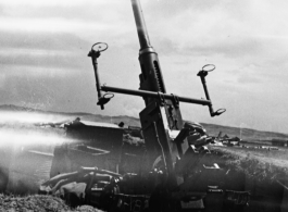 An anti-aircraft gun at an American base in Yunnan, China, during WWII.