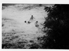 A dam and and falls about 8 miles southeast of the Luliang air base area in Yunnan province, China, where the GIs went to swim and relax. During WWII.