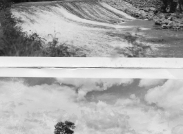 A dam and and falls about 8 miles southeast of the Luliang air base area in Yunnan province, China, where the GIs went to swim and relax. During WWII.