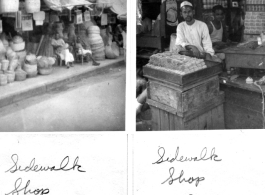 Sidewalk shops in Calcutta, India, during WWII.