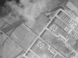 Aerial photograph of a base, possibly American, during WWII.