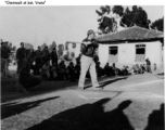 Major General Claire Chennault at bat for his team during a baseball game in Kunming China during WWII.  Photo from Emery and Beth Vrana.