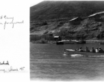 A boat with lucky visitors on the lake at Camp Schiel, China, 1945.
