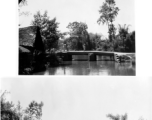 Canals in the countryside of China, probably in Yunnan province near Kunming. Notice the cart in the lower image carrying a large load of empty 55 gallon fuel drums, without question from an American base nearby.  Images provided by Dorothy Yuen Leuba.