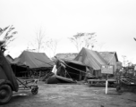 Damage to 61st Air Service Group's propeller repair area and "Engineering Shops" after a tornado on the flight line at Shamshernagar, Assam (India).