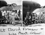 Lt. David Firman and line maintenance crew, with a C-46 transport plane. In the CBI during WWII.  From the collection of David Firman, 61st Air Service Group.