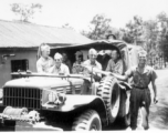 GIs Derby, Daggett, Trombley, unknown, Charlie Zangle, Wayne E. Cooper, Peter J. Bertani, Aug. 5, 1944. Probably at Yangkai.