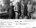 Chinese officials pose in SW China in 1944 (L-R): "Magistrate Lee, Colonel Peng, Mr. Lee's tax collector, Collector of Internal Revenue??"