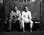 View inside barracks for two GIs in Yunnan, China, during WWII.