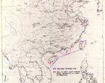 Zone map for missions by U. S. aircraft on Japanese targets of the coast of China, showing zones labeled 1-4.  From the U.S. Government sources.