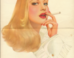 WWII era pin up girl, smoking a cigarette, 1942. Collected by Lt. Irving DeGon.