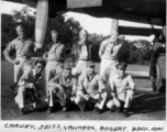 B-24 bomber crew in the India during WWII.  Back row: Carney, Zeiss, Vanardo, Bogert.  Front row: Bob Latns (3rd from left).