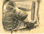 Thomas Grady was a talented and curious young artist while in the CBI, and he drew a number of his observations, often capturing emotions or experiences vividly with his pencil.   "Lt. Bawol sitting at the waist position of a B-24 (he was navigator he let someone else steer the plane home)."