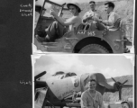 Radar men at Chenggong air base, Yunnan, China. During WWII.  Tom Cook, Jack Leonard, and Bill Lesak.   B-24 "Massa's Dragon" in revetment at Chenggong.