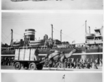 Views of the bustle at the docks at Karachi around the troopship MS Torrens that would take the Americans, including Schuhart, home, in late 1945.