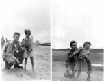GI posing with cute kids in Burma, during WWII.